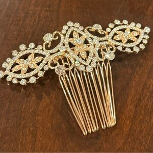 NEW Wedding Hair Clip Comb Romantic Rose Gold Genuine Crystal Cubic Zarconia